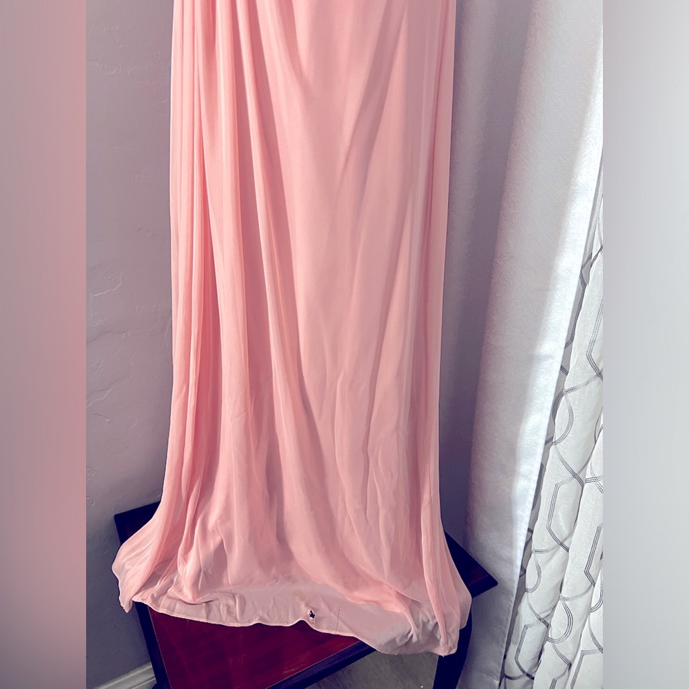 DAVID’S BRIDAL LONG CHIFFON ASYMMETRIC NECKLINE GREEK ROMAN TOGA DRESS SIZE 14 - Picture 10 of 12